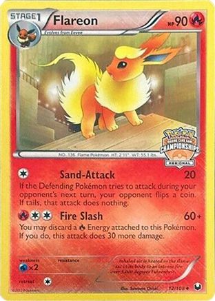 Flareon (12/108) (Regional Championship 2013 Promo) [Black & White: Dark Explorers] Reverse Holofoil