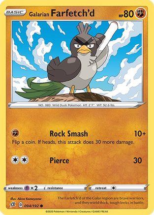 Galarian Farfetch'd (094/192) [Sword & Shield: Rebel Clash] Reverse Holofoil