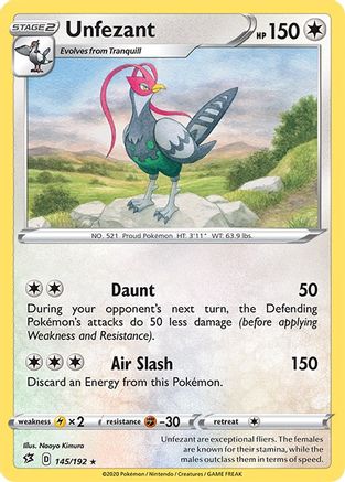 Unfezant (145/192) [Sword & Shield: Rebel Clash] Reverse Holofoil