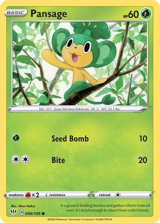 Pansage (006/189) [Sword & Shield: Darkness Ablaze] Reverse Holofoil
