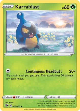 Karrablast (008/189) [Sword & Shield: Darkness Ablaze] Reverse Holofoil