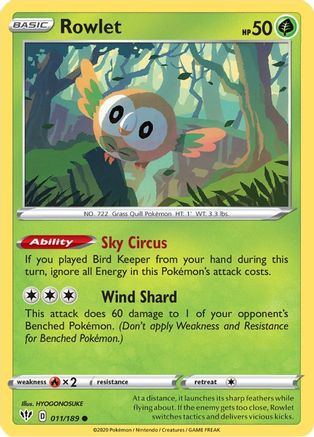 Rowlet (011/189) [Sword & Shield: Darkness Ablaze] Reverse Holofoil