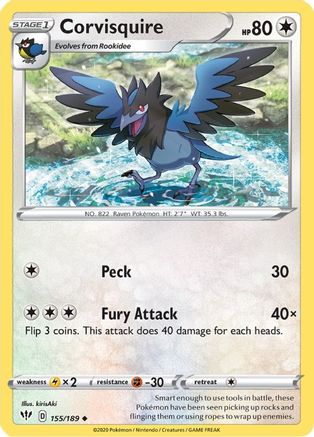 Corvisquire (155/189) [Sword & Shield: Darkness Ablaze] Reverse Holofoil