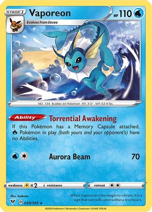 Vaporeon (030/185) [Sword & Shield: Vivid Voltage] Reverse Holofoil