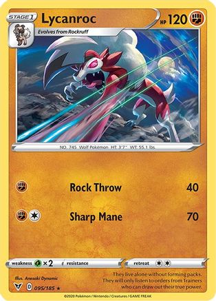 Lycanroc (095/185) [Sword & Shield: Vivid Voltage] Reverse Holofoil