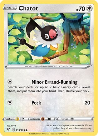 Chatot (139/185) [Sword & Shield: Vivid Voltage] Reverse Holofoil