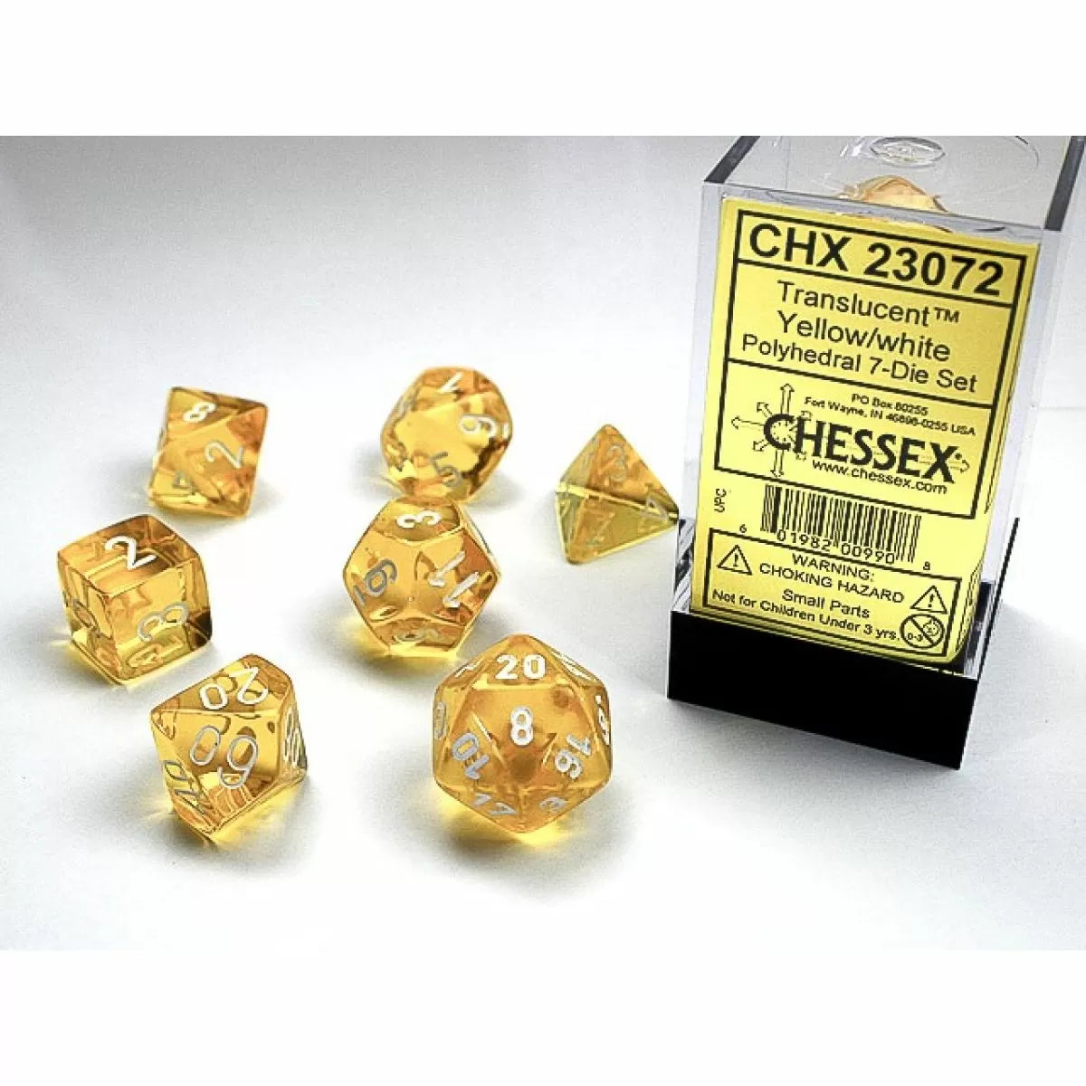 Translucent Polyhedral Yellow/White 7-Die Set