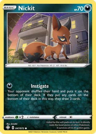 Nickit (047/072) [Sword & Shield: Shining Fates] Reverse Holofoil