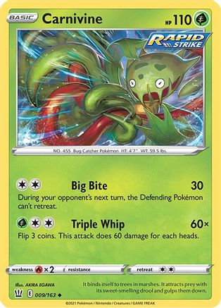 Carnivine (009/163) [Sword & Shield: Battle Styles] Reverse Holofoil