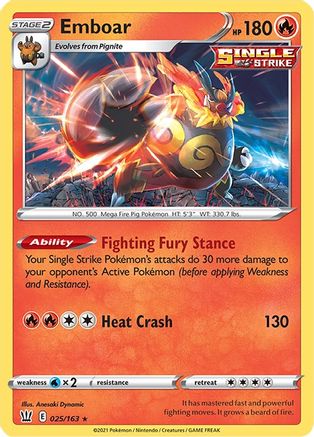 Emboar (025/163) [Sword & Shield: Battle Styles] Reverse Holofoil