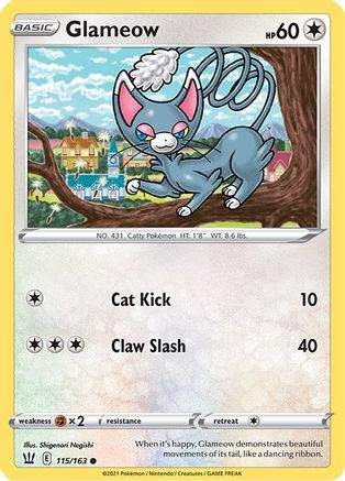 Glameow (115/163) [Sword & Shield: Battle Styles] Reverse Holofoil