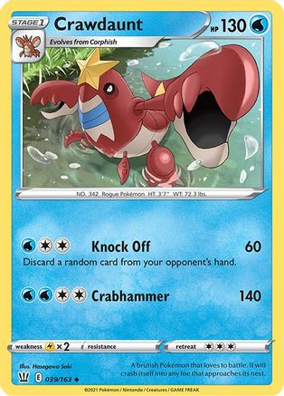 Crawdaunt (039/163) [Sword & Shield: Battle Styles] Reverse Holofoil