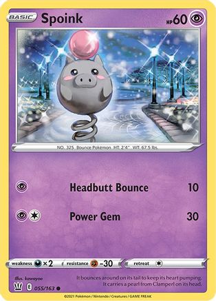 Spoink (055/163) [Sword & Shield: Battle Styles] Reverse Holofoil