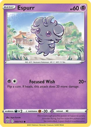 Espurr (060/163) [Sword & Shield: Battle Styles] Reverse Holofoil