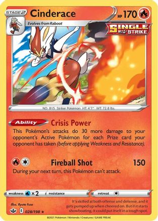 Cinderace (028/198) [Sword & Shield: Chilling Reign] Reverse Holofoil