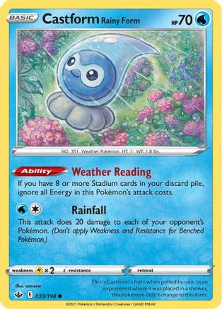 Castform Rainy Form (033/198) [Sword & Shield: Chilling Reign] Reverse Holofoil