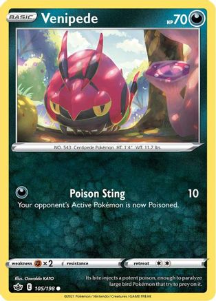 Venipede (105/198) [Sword & Shield: Chilling Reign] Reverse Holofoil