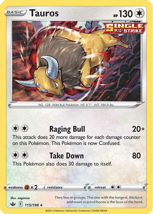 Tauros (115/198) [Sword & Shield: Chilling Reign] Reverse Holofoil
