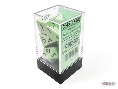 CHX 25465 Opaque Polyhedral Pastel Green/black 7-Die Set