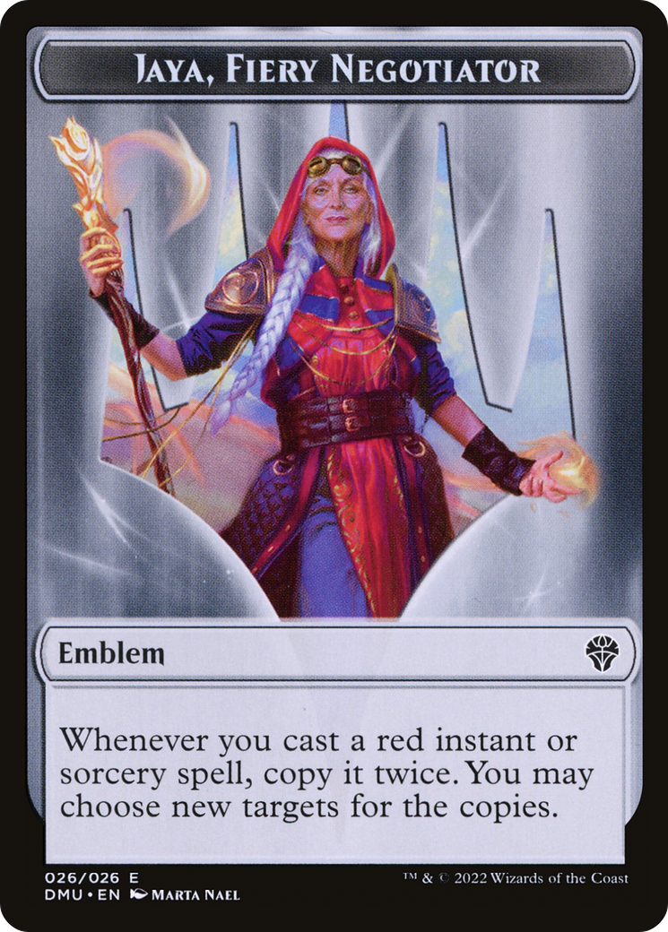 Jaya, Fiery Negotiator Emblem  [Dominaria United Tokens] Foil