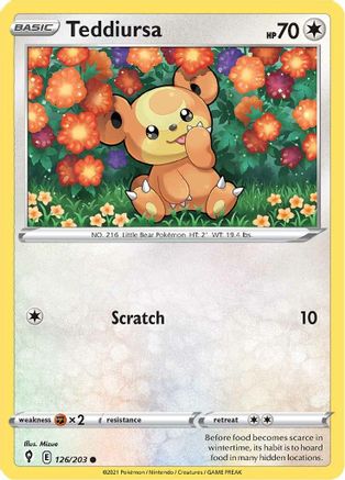Teddiursa (126/203) [Sword & Shield: Evolving Skies] Reverse Holofoil