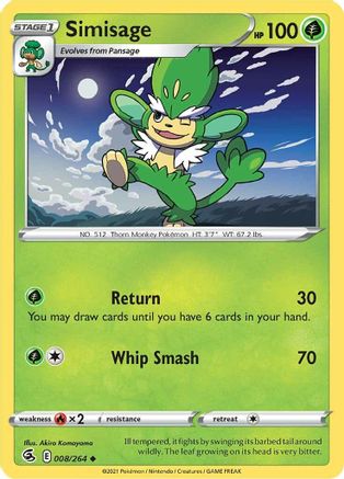 Simisage (008/264) [Sword & Shield: Fusion Strike] Reverse Holofoil