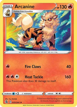 Arcanine (033/264) [Sword & Shield: Fusion Strike] Reverse Holofoil