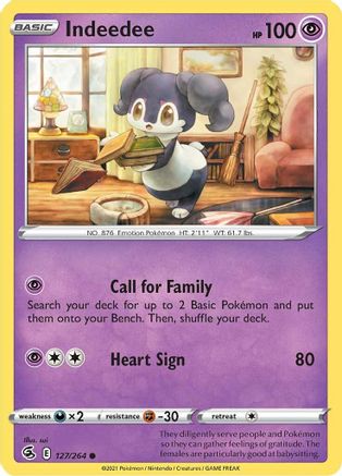 Indeedee (127/264) [Sword & Shield: Fusion Strike] Reverse Holofoil