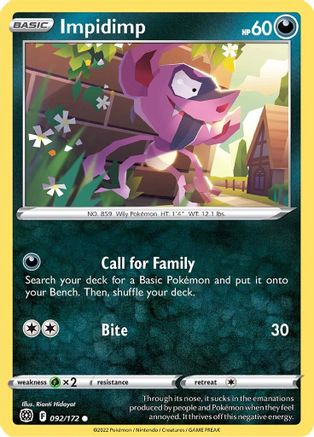 Impidimp (092/172) [Sword & Shield: Brilliant Stars] Reverse Holofoil