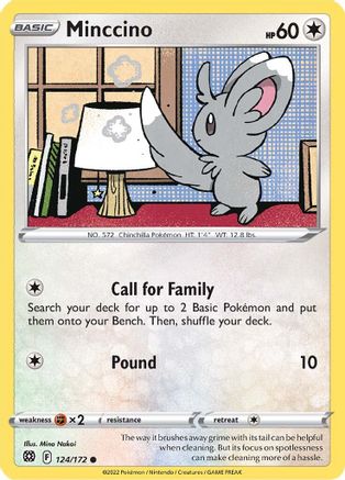 Minccino (124/172) [Sword & Shield: Brilliant Stars] Reverse Holofoil