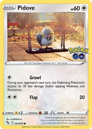 Pidove (061/078) [Pokémon GO] Reverse Holofoil