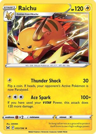 Raichu (053/196) [Sword & Shield: Lost Origin] Reverse Holofoil