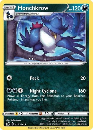 Honchkrow (115/196) [Sword & Shield: Lost Origin] Reverse Holofoil
