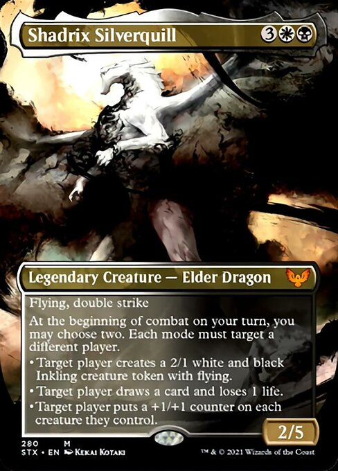 Shadrix Silverquill (Borderless Alternate Art) [Strixhaven: School of Mages] Foil