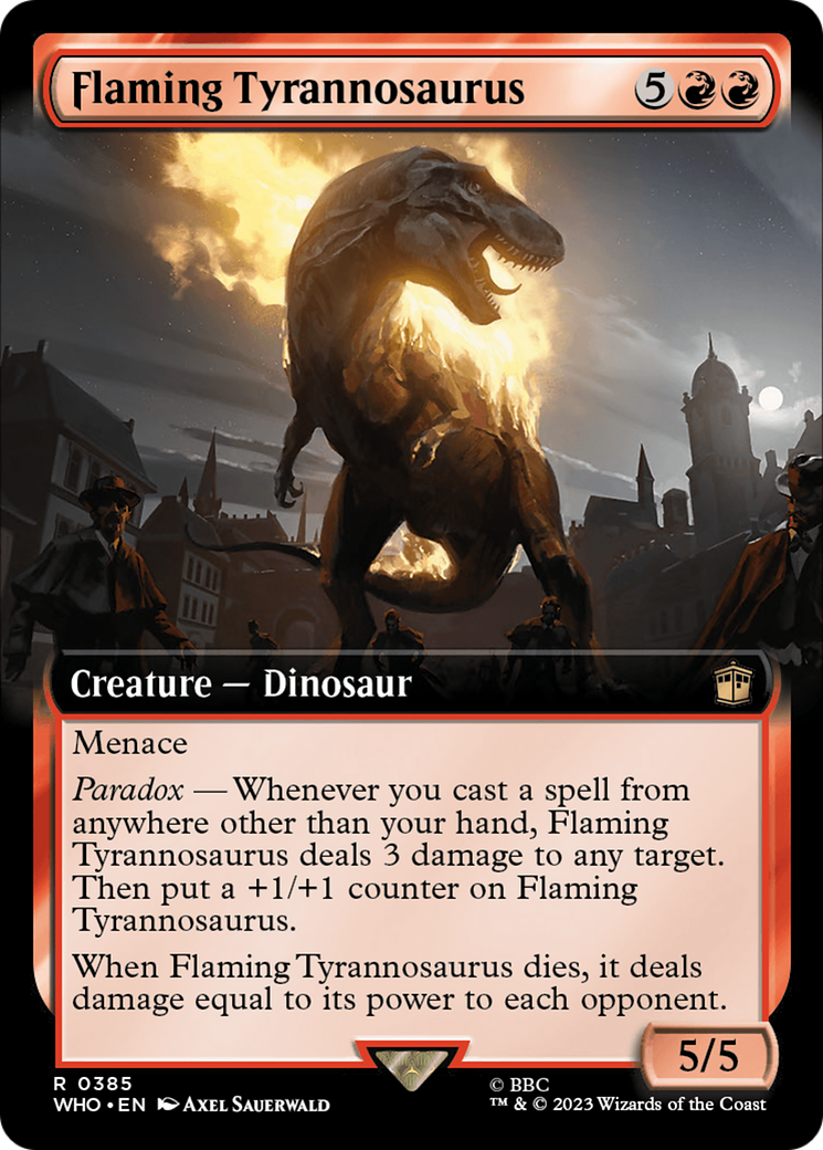 Flaming Tyrannosaurus (Extended Art) [Doctor Who] Foil