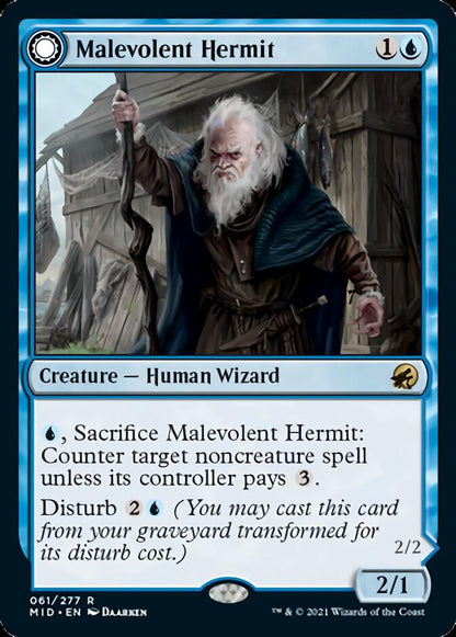 Malevolent Hermit // Benevolent Geist [Innistrad: Midnight Hunt] Foil