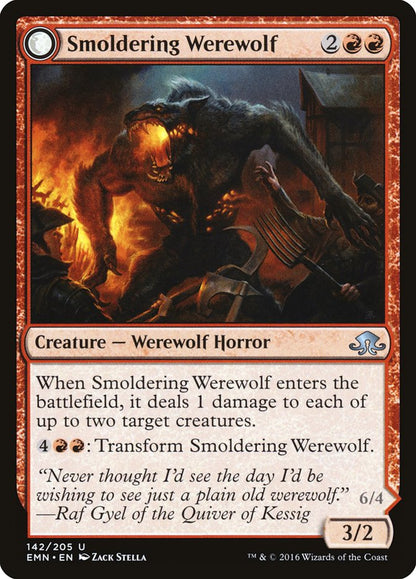 Smoldering Werewolf // Erupting Dreadwolf [Eldritch Moon] Foil