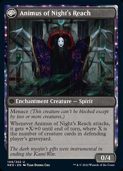 The Long Reach of Night // Animus of Night's Reach [Kamigawa: Neon Dynasty] Foil