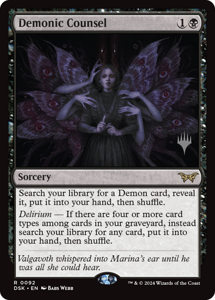 Demonic Counsel (Promo Pack) [Duskmourn: House of Horror Promos] Foil
