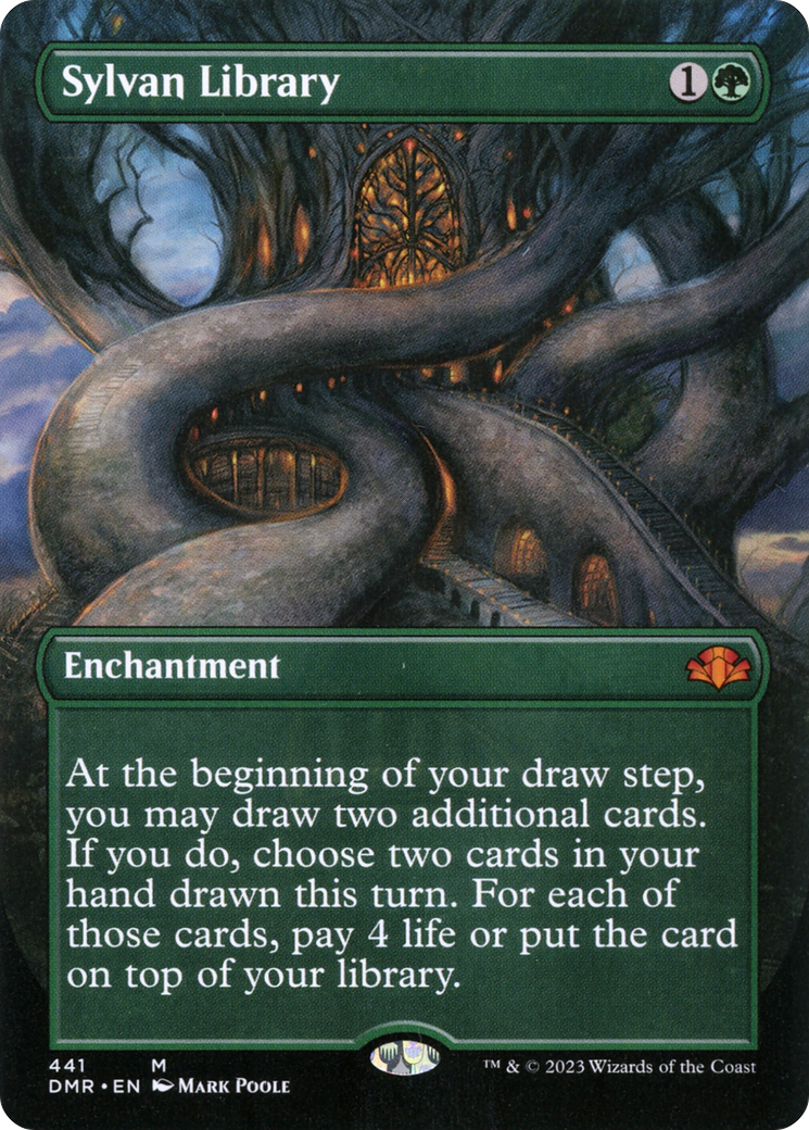 Sylvan Library (Borderless Alternate Art) [Dominaria Remastered] Foil