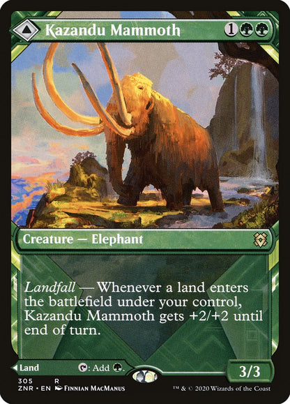 Kazandu Mammoth // Kazandu Valley (Showcase) [Zendikar Rising] Foil