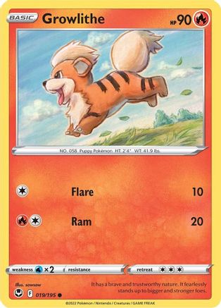 Growlithe (019/195) [Sword & Shield: Silver Tempest] Reverse Holofoil