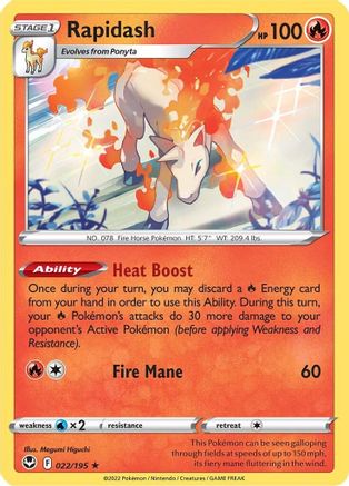 Rapidash (022/195) [Sword & Shield: Silver Tempest] Reverse Holofoil