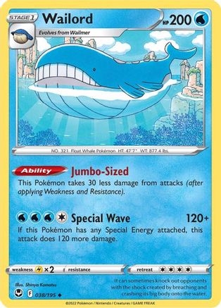 Wailord (038/195) [Sword & Shield: Silver Tempest] Reverse Holofoil
