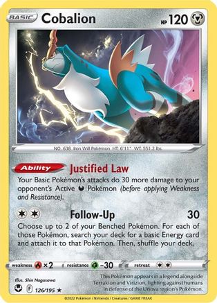 Cobalion (126/195) [Sword & Shield: Silver Tempest] Reverse Holofoil