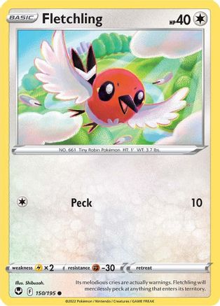 Fletchling (150/195) [Sword & Shield: Silver Tempest] Reverse Holofoil