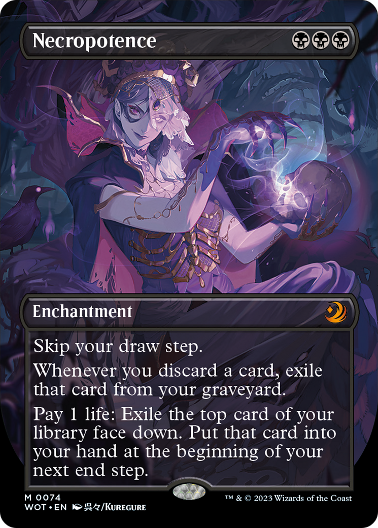 Necropotence (Anime Borderless) [Wilds of Eldraine: Enchanting Tales] Foil
