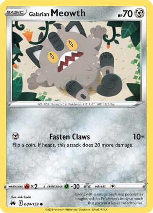 Galarian Meowth (084/159) [Sword & Shield: Crown Zenith] Reverse Holofoil