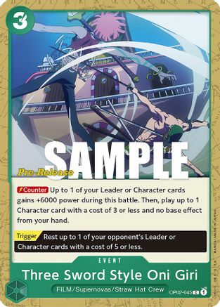 Three Sword Style Oni Giri (OP02-045) - [Paramount War Pre-Release Cards]