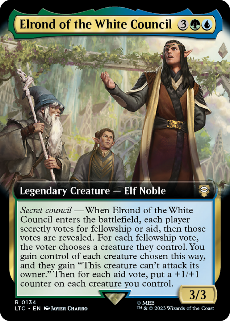 Elrond of the White Council (Extended Art) [The Lord of the Rings: Tales of Middle-Earth Commander] Foil